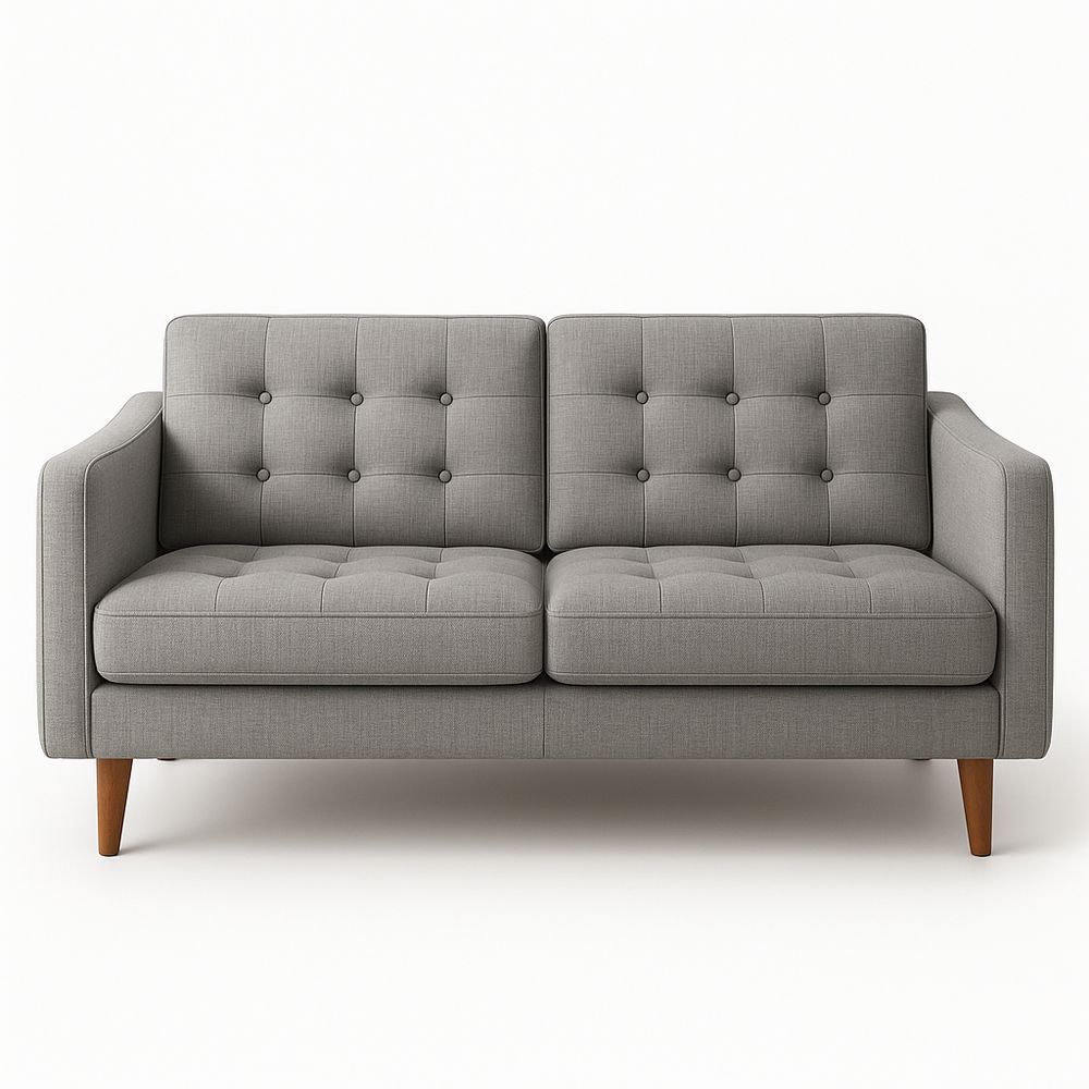 2-Sitzer Sofa Stoff Grau Rechteck Modern mit Holzbeinen-Casabrillia