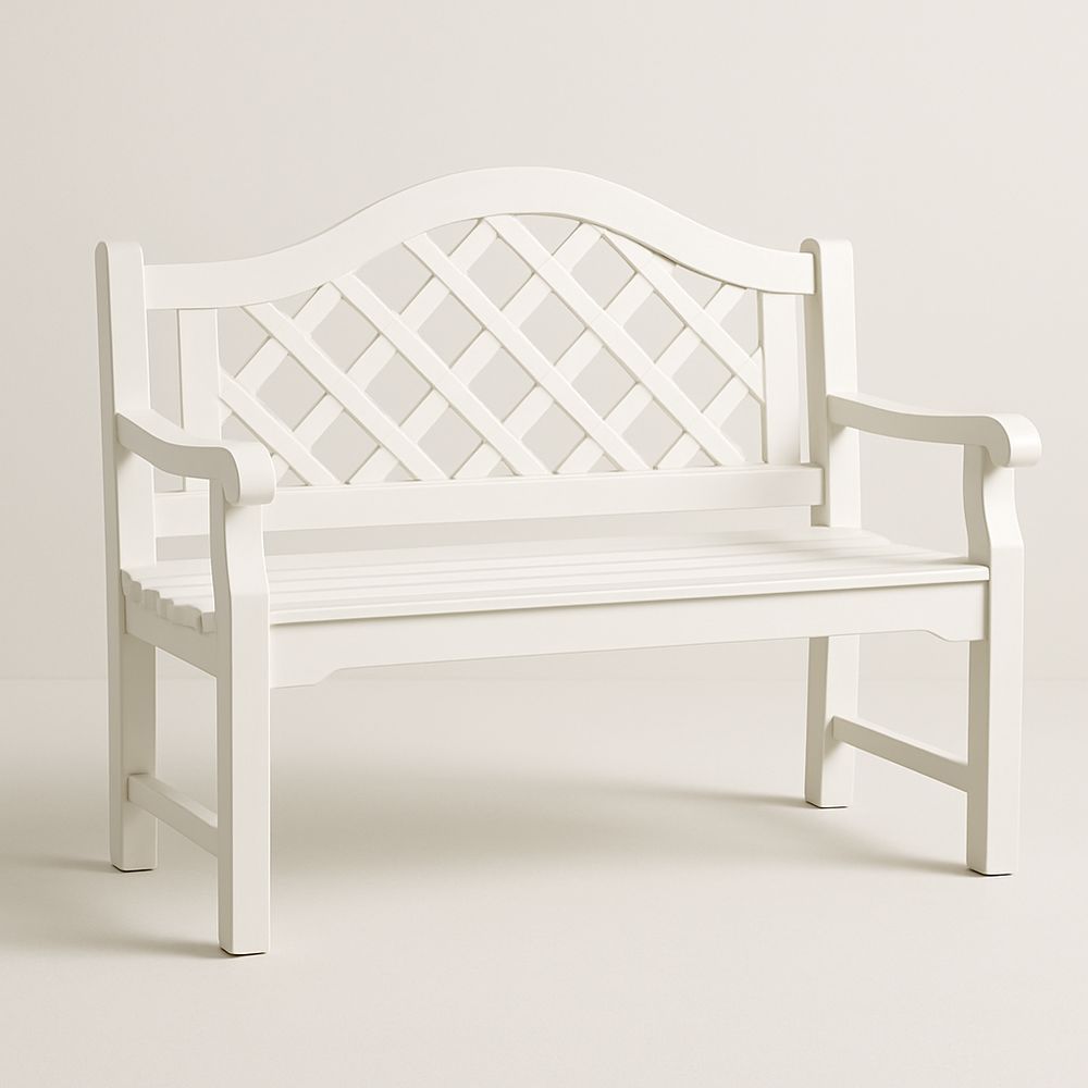 Gartenbank Holz Weiß Lattenmuster 120cm-Casabrillia