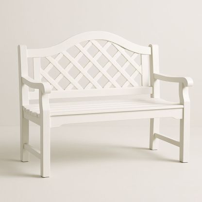 Gartenbank Holz Weiß Lattenmuster 120cm-Casabrillia