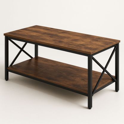 Couchtisch rechteckig Holzoptik Metallrahmen 110x55x45 cm-Casabrillia