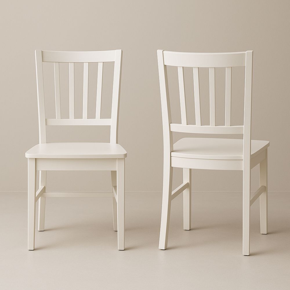 Esszimmerstuhl Set aus Holz Weiß 2er Pack-Casabrillia