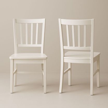 Esszimmerstuhl Set aus Holz Weiß 2er Pack-Casabrillia