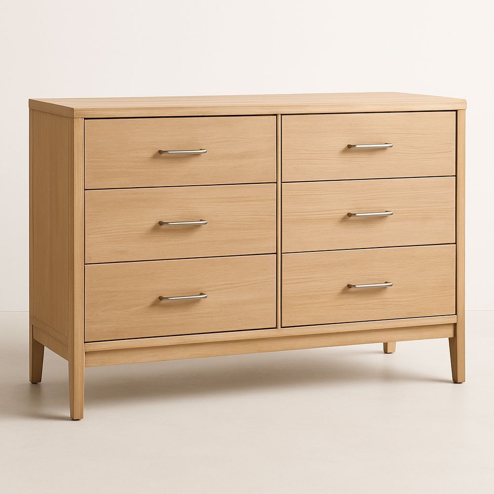 Kommode Holzfurnier 6 Schubladen Natur-Casabrillia