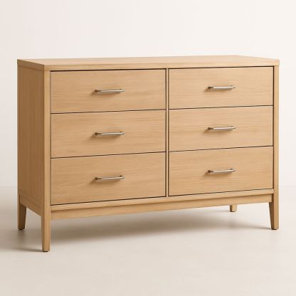 Kommode Holzfurnier 6 Schubladen Natur-Casabrillia