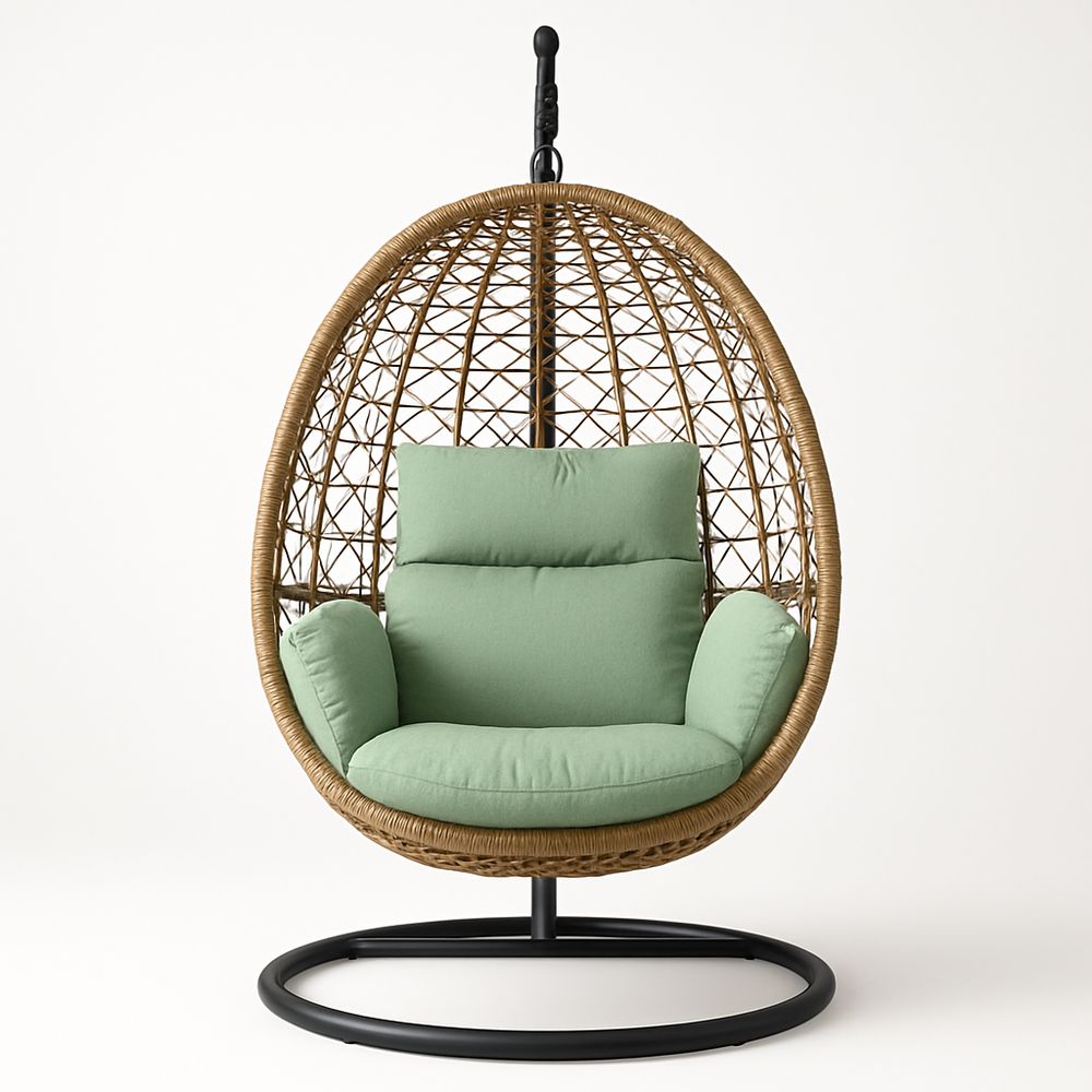 Hängesessel Rattan Stahl Grün Kissen 105 cm-Casabrillia