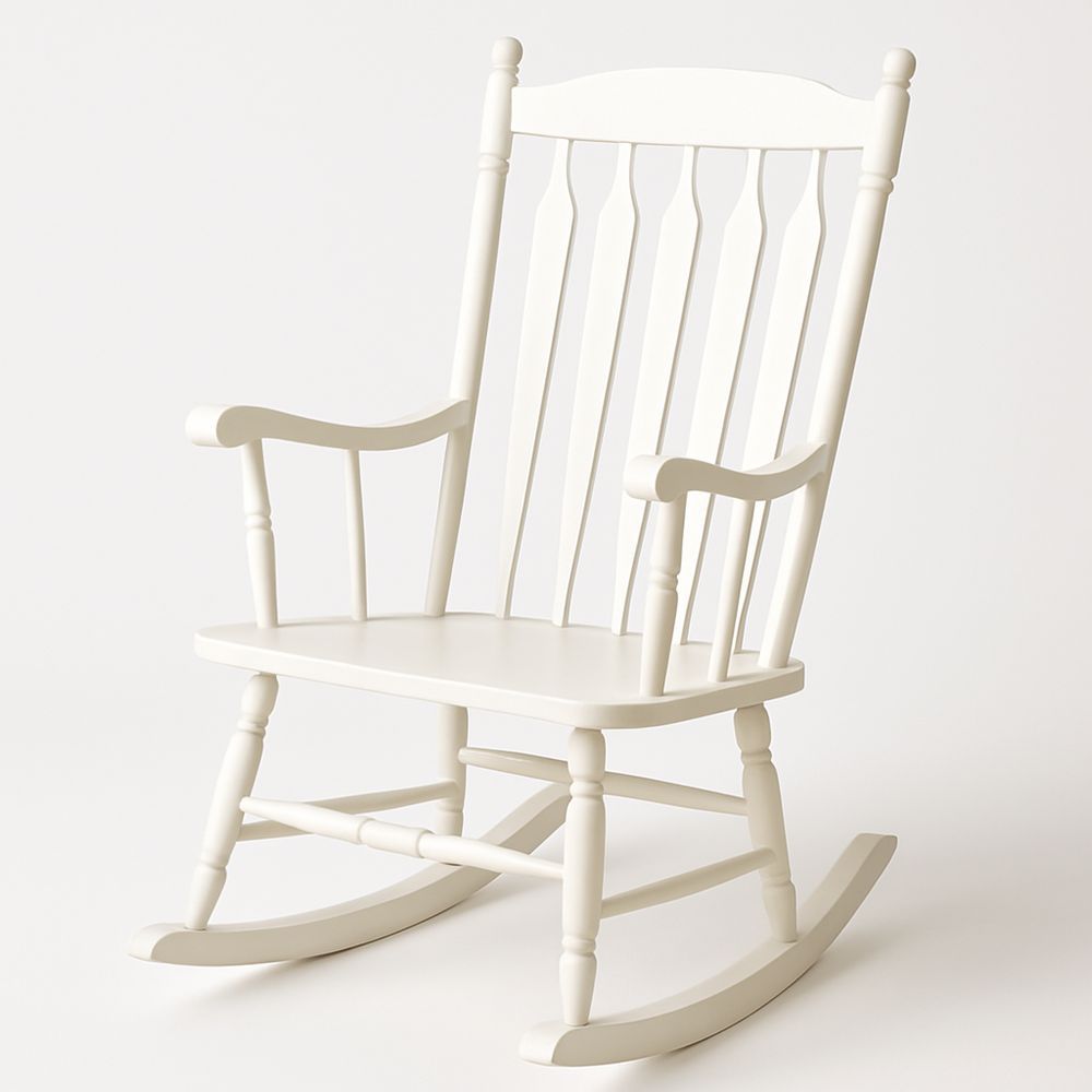 Schaukelstuhl Massivholz Weiß Höhe 100cm Breite 60cm Tiefe 80cm-Casabrillia