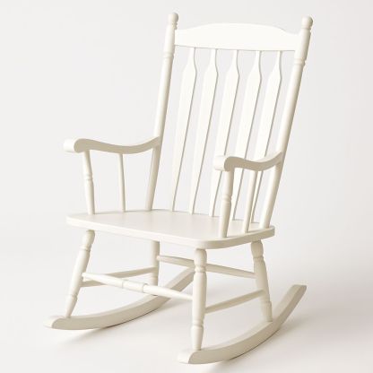 Schaukelstuhl Massivholz Weiß Höhe 100cm Breite 60cm Tiefe 80cm-Casabrillia