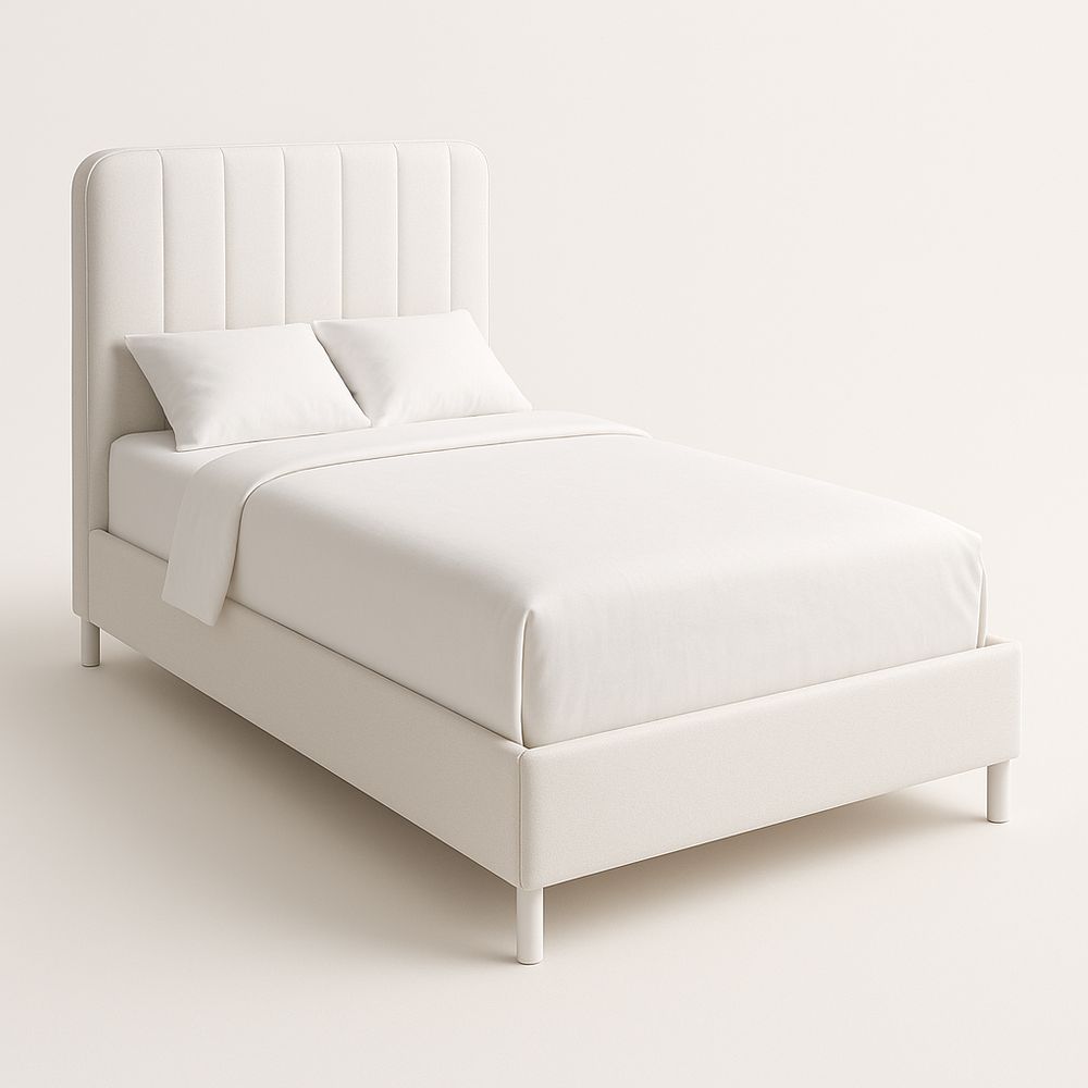 Einzelbett Polsterbett Weiß Textil 200x100 cm-Casabrillia