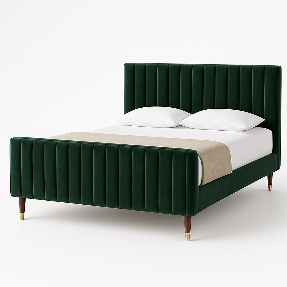 Polsterbett Samt Grün Holzbeine 200x160 cm-Casabrillia