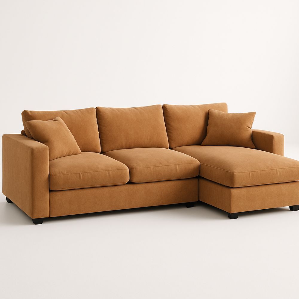 Ecksofa braun Polyester Mikrofaser mit Chaiselongue 300x160x85 cm-Casabrillia