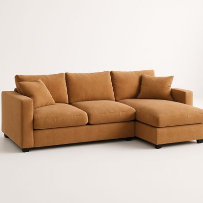 Ecksofa braun Polyester Mikrofaser mit Chaiselongue 300x160x85 cm-Casabrillia