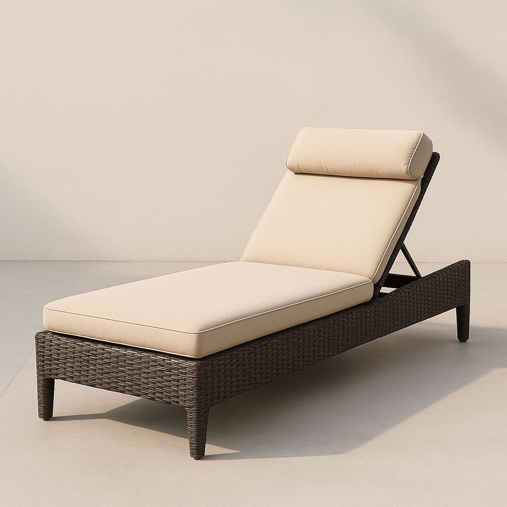 Gartenliege Rattan Stahl Beige Verstellbar 200cm x 75cm x 35cm-Casabrillia