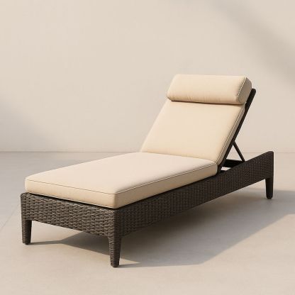 Gartenliege Rattan Stahl Beige Verstellbar 200cm x 75cm x 35cm-Casabrillia