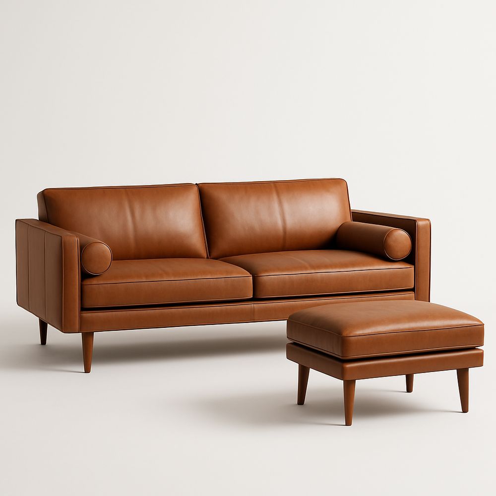 Ledersofa Set Braun PU Leder Rechteckig 200cm-Casabrillia