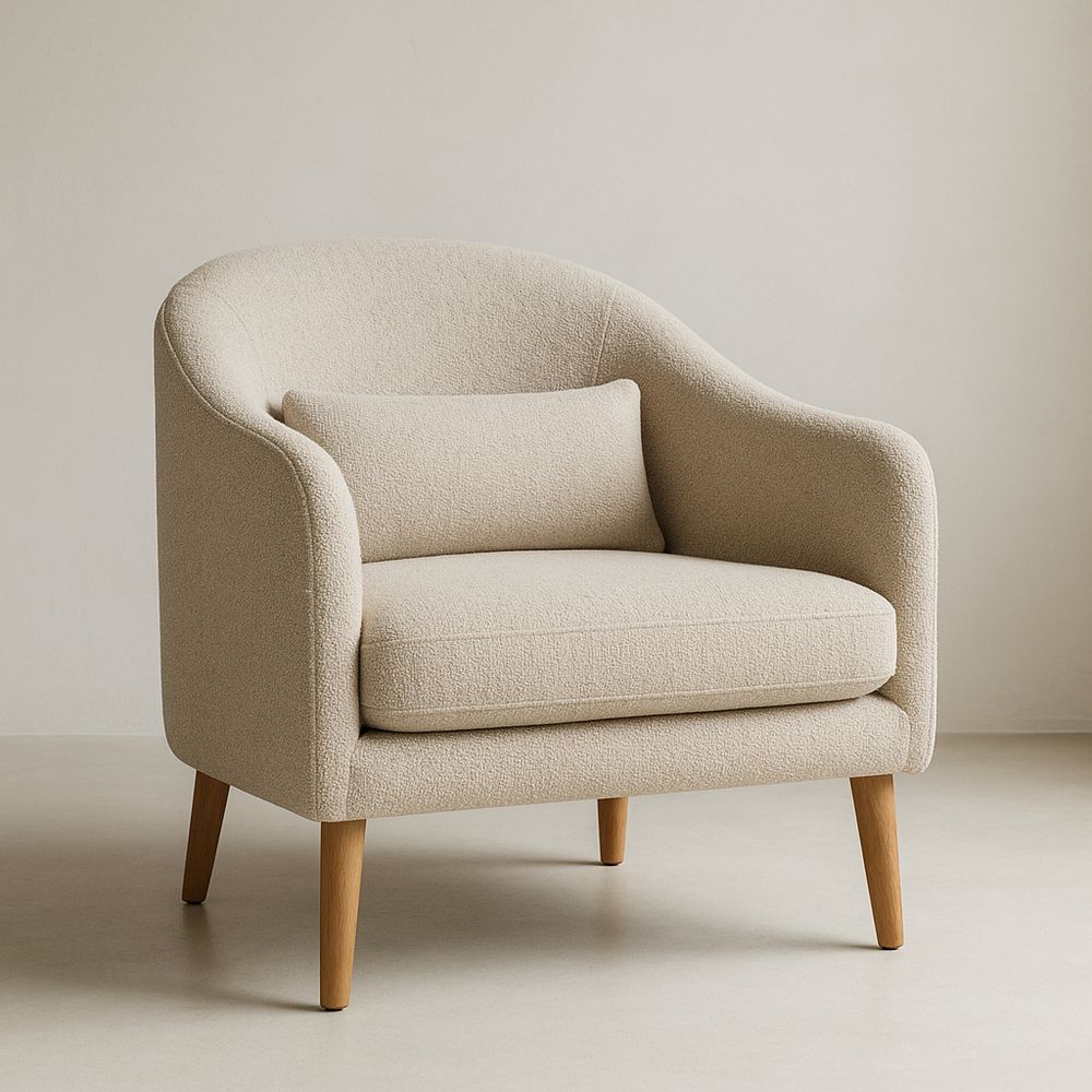 Sessel aus Polyester mit Holzbeinen Beige-Casabrillia