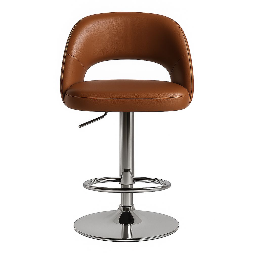 Drehbarer Barhocker PU-Leder Braun Höhenverstellbar Edelstahl-Casabrillia