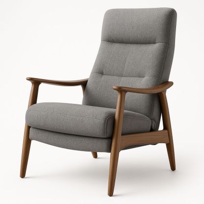 Lehnstuhl Stoff Polyester Grau Massivholz 100x75x90 cm-Casabrillia