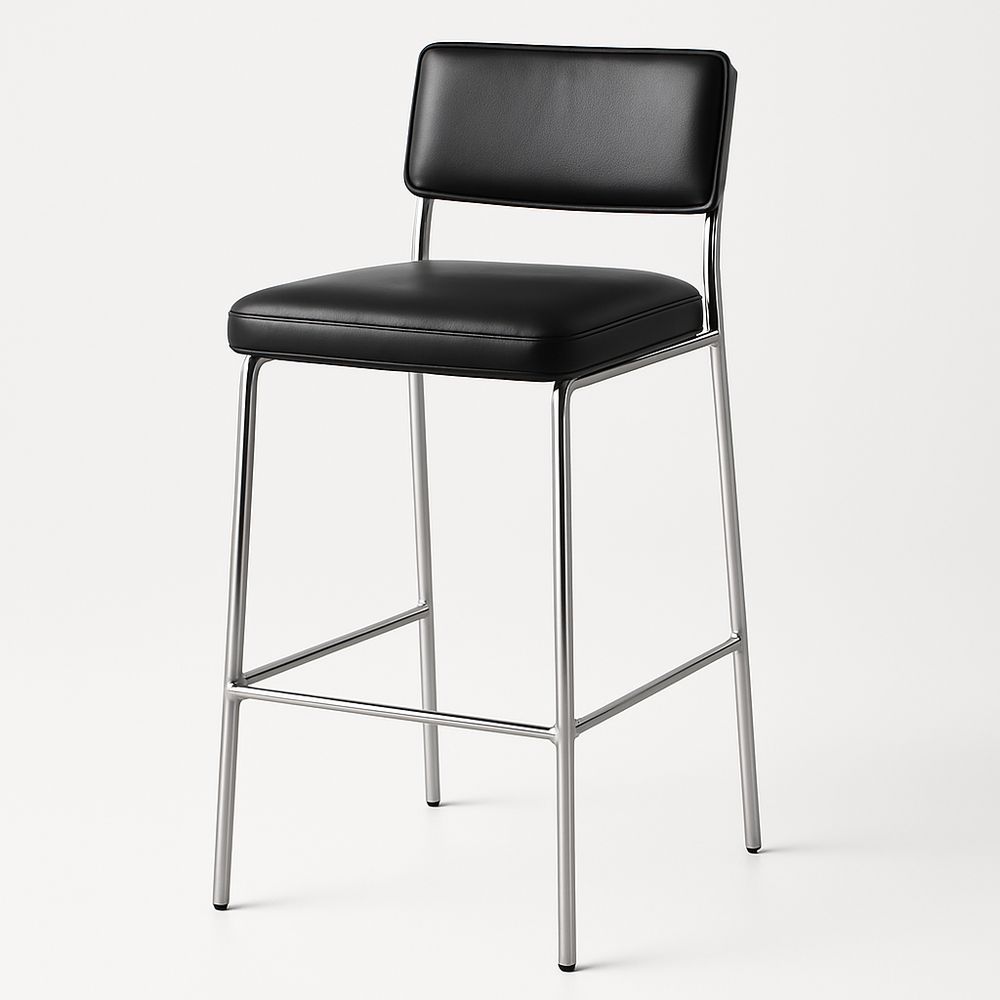 Barhocker mit Kunstledersitz und Metallrahmen in Schwarz, Höhe 100 cm-Casabrillia