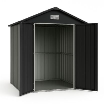 Gartenhaus aus Stahlblech in Schwarz/Grau mit Doppeltür 213x130x173cm-Casabrillia