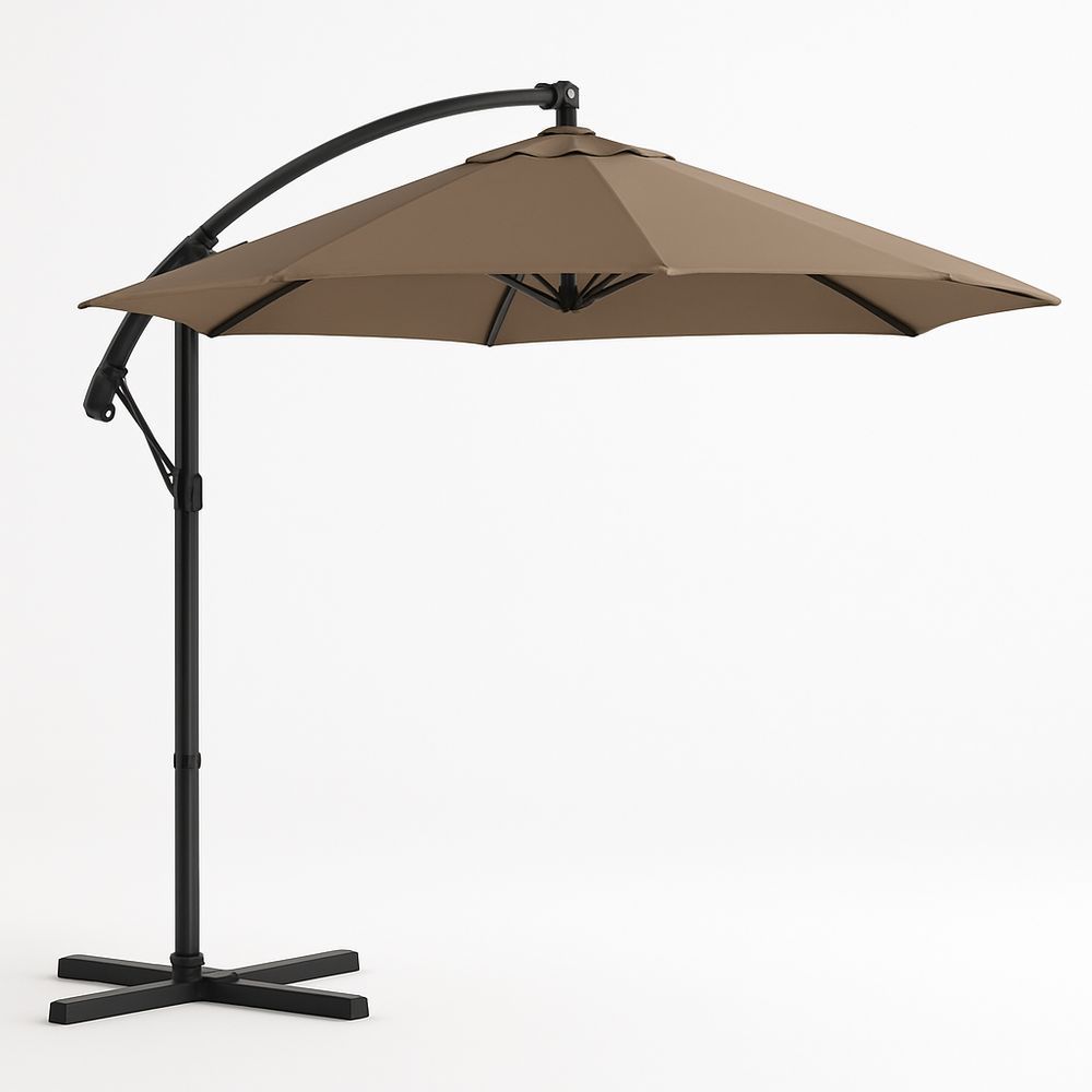 Ampelschirm mit Kurbel Ø 300 cm Braun Polyester Schirm Aluminiumstange-Casabrillia