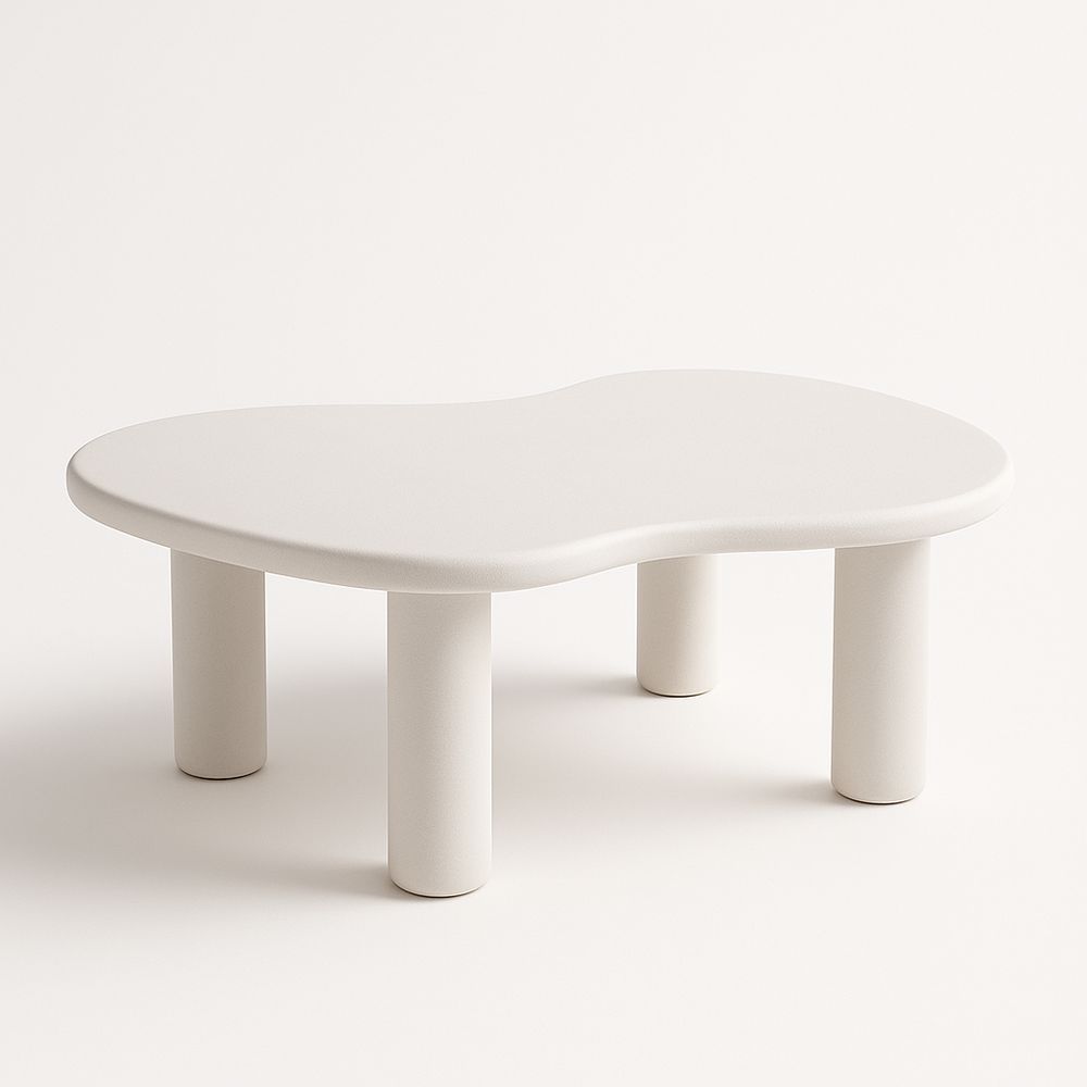 Kaffeetisch Creme Rundung Kunstharz 80x50x35cm-Casabrillia