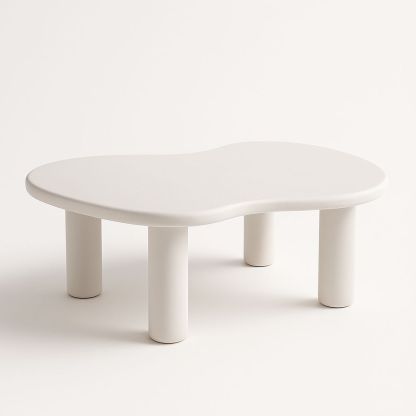 Kaffeetisch Creme Rundung Kunstharz 80x50x35cm-Casabrillia