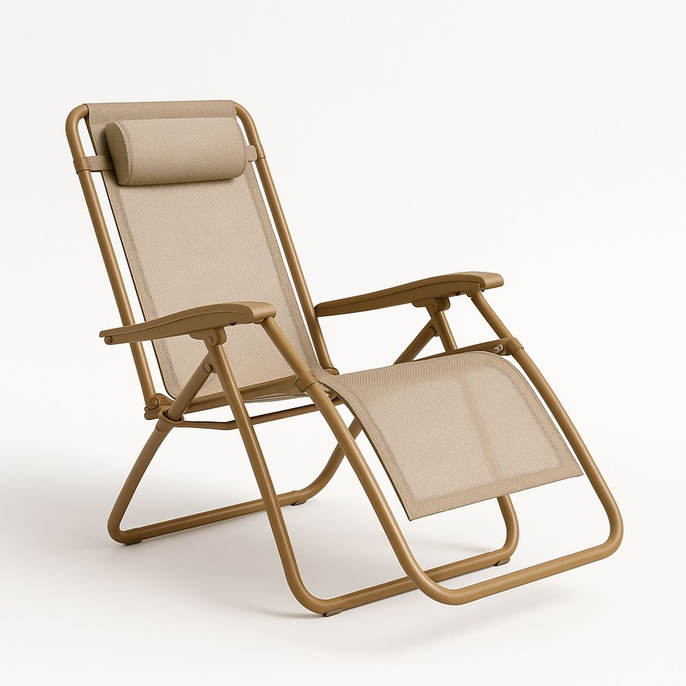 Liegestuhl klappbar Textilene Stahl Beige-Casabrillia