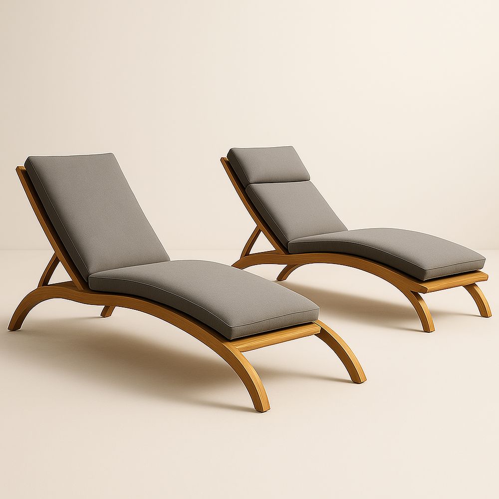 Gartenliege Set Sonnenliege Holzrahmen Polyesterkissen 200 cm Grau-Casabrillia