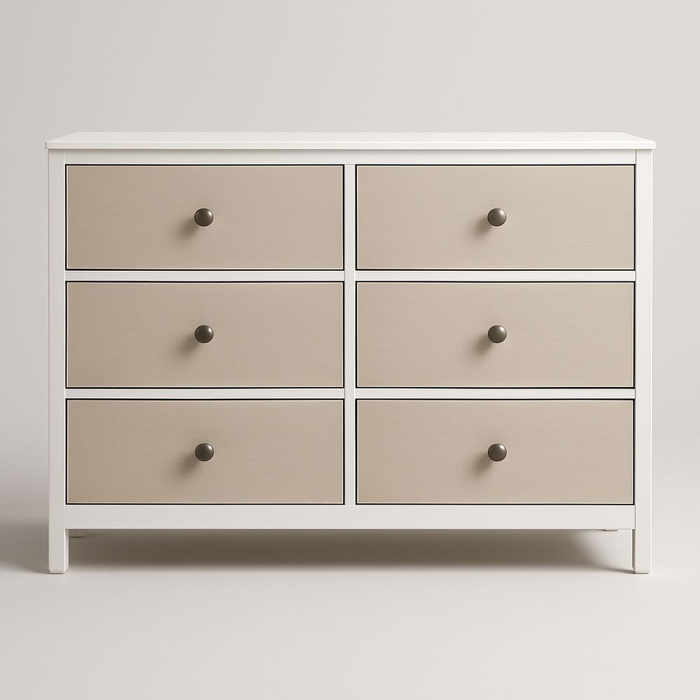 Kommode mit sechs Schubladen MDF Weiß/Beige-Casabrillia