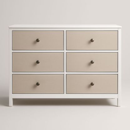 Kommode mit sechs Schubladen MDF Weiß/Beige-Casabrillia