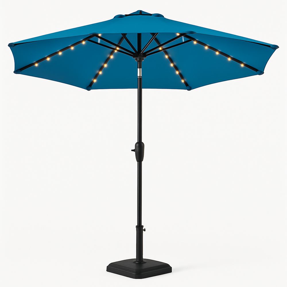 Garten Sonnenschirm LED Beleuchtung Blau Polyester 270cm-Casabrillia
