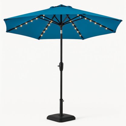 Garten Sonnenschirm LED Beleuchtung Blau Polyester 270cm-Casabrillia