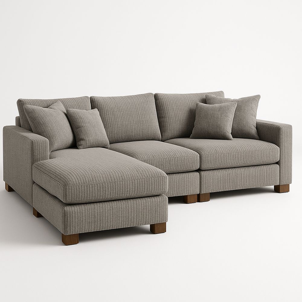 Ecksofa mit Ottomane Beige Leinenmischung 280 cm-Casabrillia