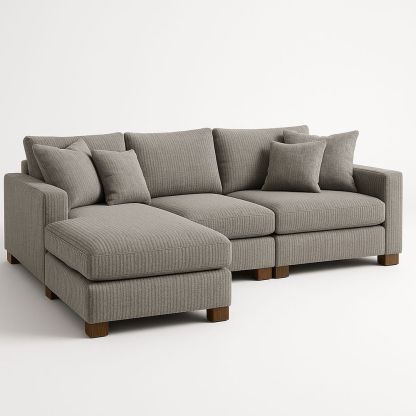 Ecksofa mit Ottomane Beige Leinenmischung 280 cm-Casabrillia