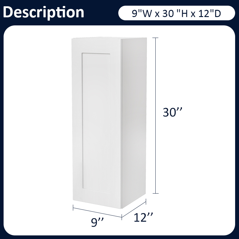 White Shaker RTA Kitchen Cabinet with Soft-Close Doors W0930