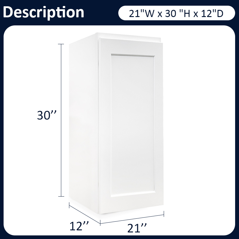 White Shaker RTA Kitchen Cabinet with Soft-Close Doors W2130