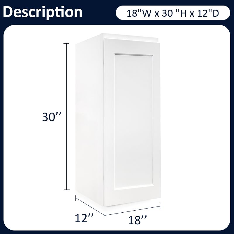 White Shaker RTA Kitchen Cabinet with Soft-Close Doors W1830