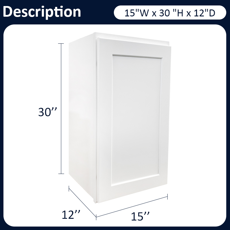 White Shaker RTA Kitchen Cabinet with Soft-Close Doors W1530