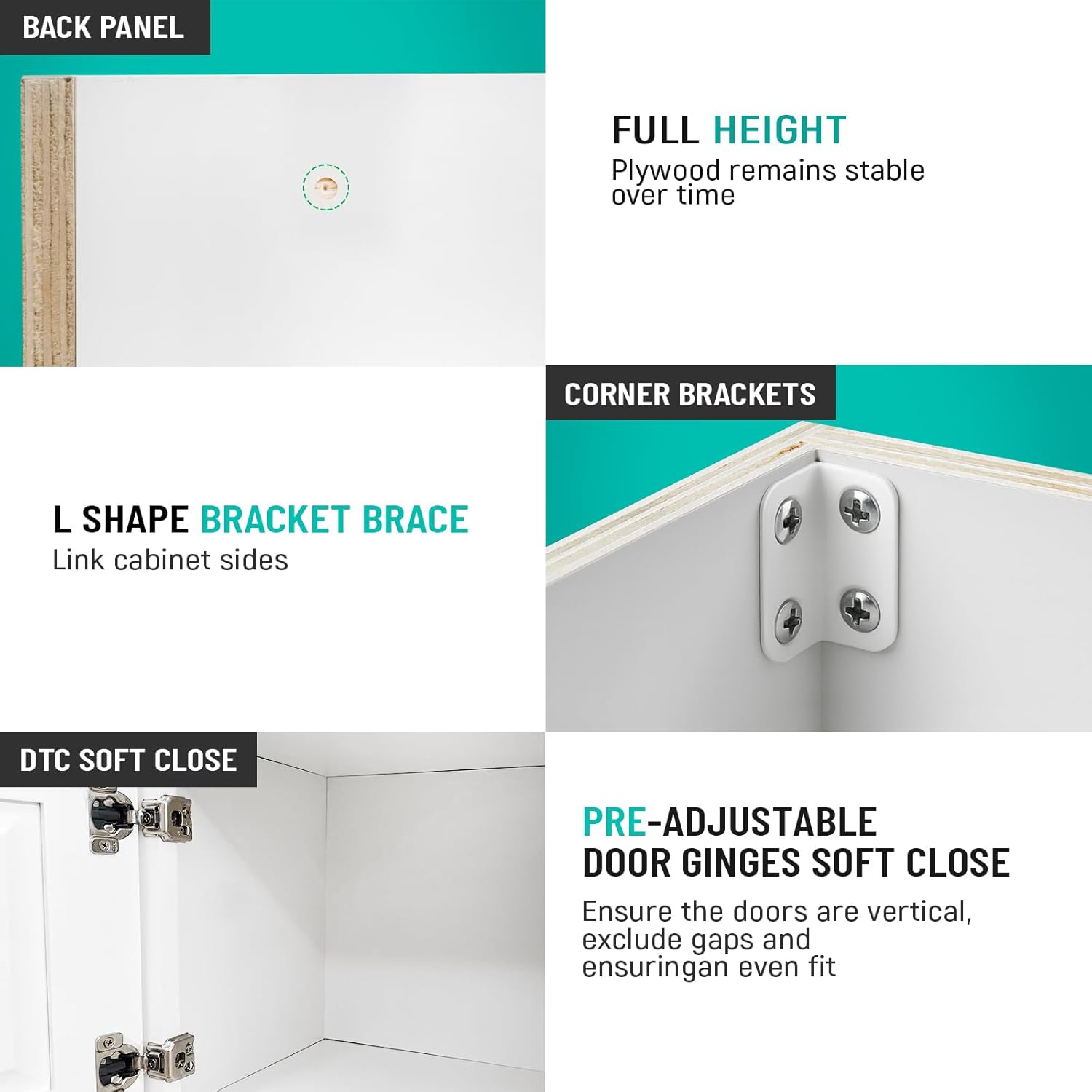 White Shaker RTA Kitchen Cabinet with Soft-Close Doors W301224