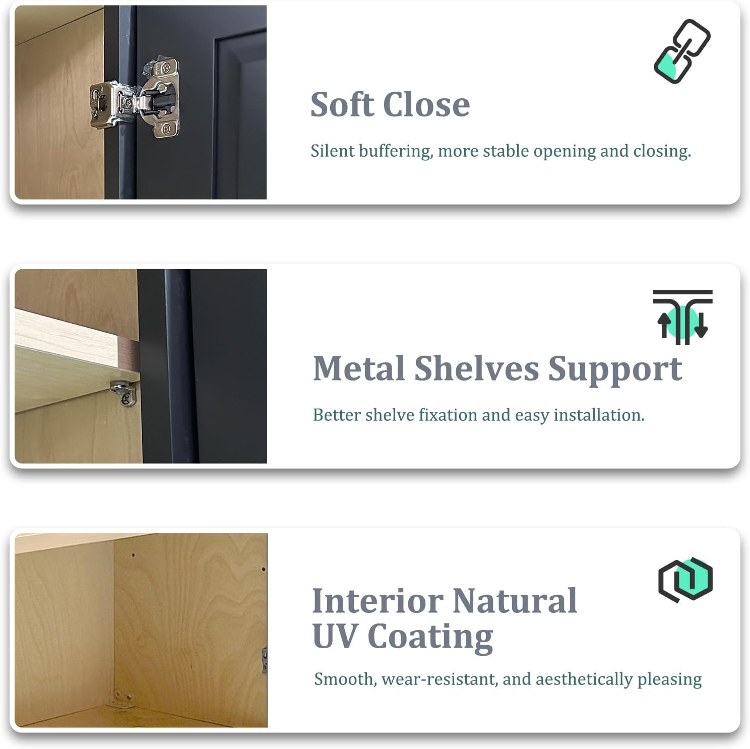 Graphite Shaker RTA Kitchen Cabinet with Soft-Close Doors W3015