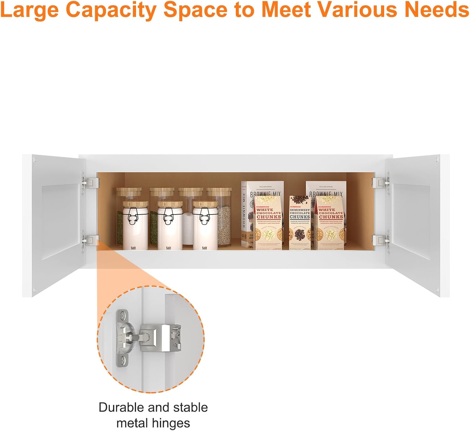 White Shaker RTA Kitchen Cabinet with Soft-Close Doors W301224