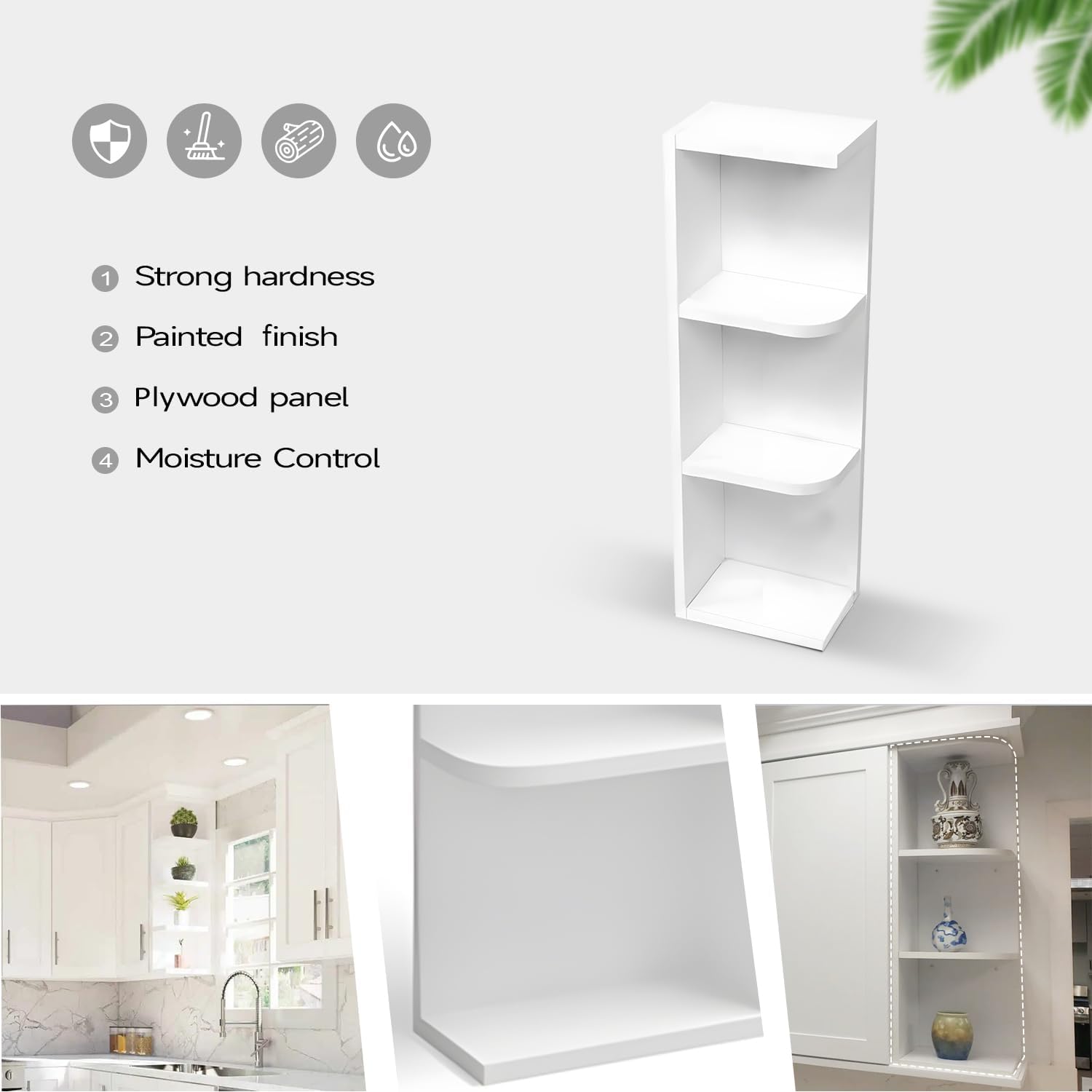 White Shaker RTA Kitchen Cabinet Wall End Open Shelf Cabinets WEOS30