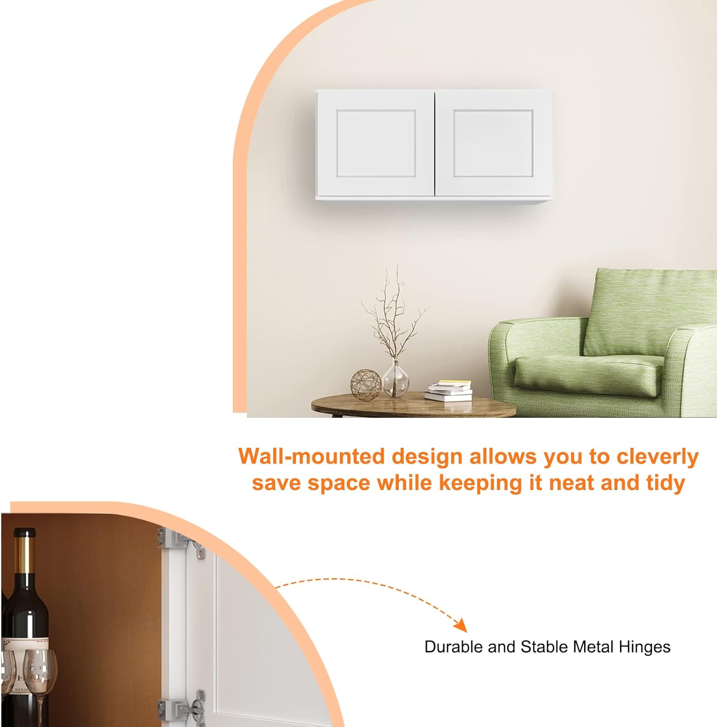 White Shaker RTA Kitchen Cabinet with Soft-Close Doors W301224