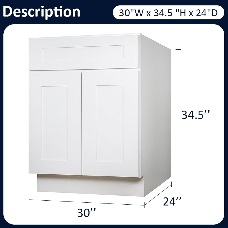 White Shaker RTA Kitchen Cabinet with Soft-Close Doors SB30