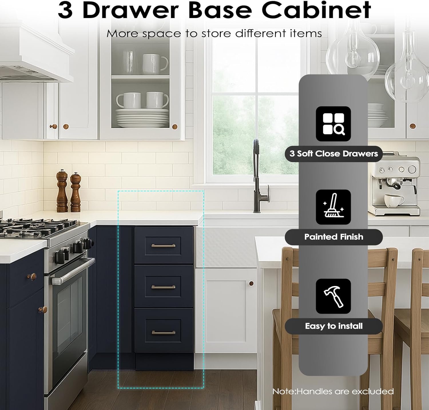 Graphite Shaker RTA Kitchen Cabinet with Soft-Close Doors BD12