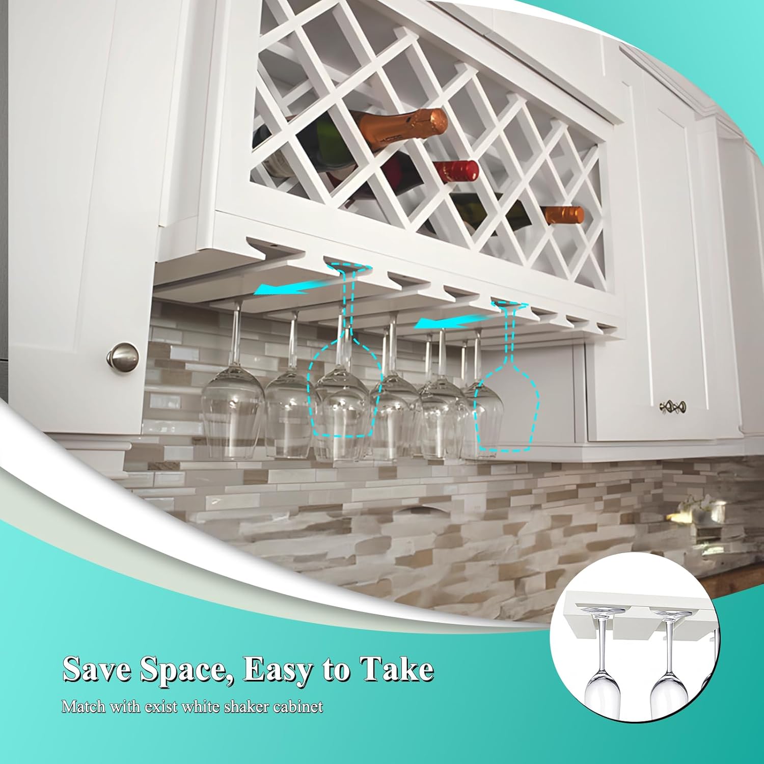 White Shaker RTA Kitchen Cabinet Red Wine Rack GH30
