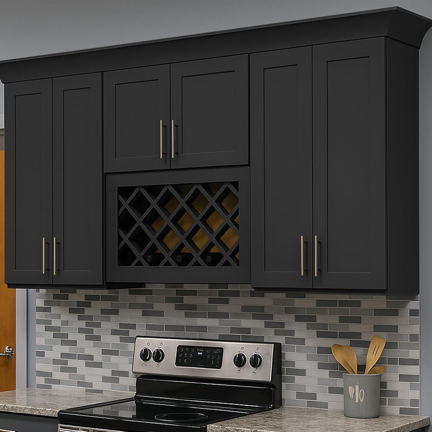 Graphite Shaker RTA Kitchen Cabinet Red Wine Rack WRC3018