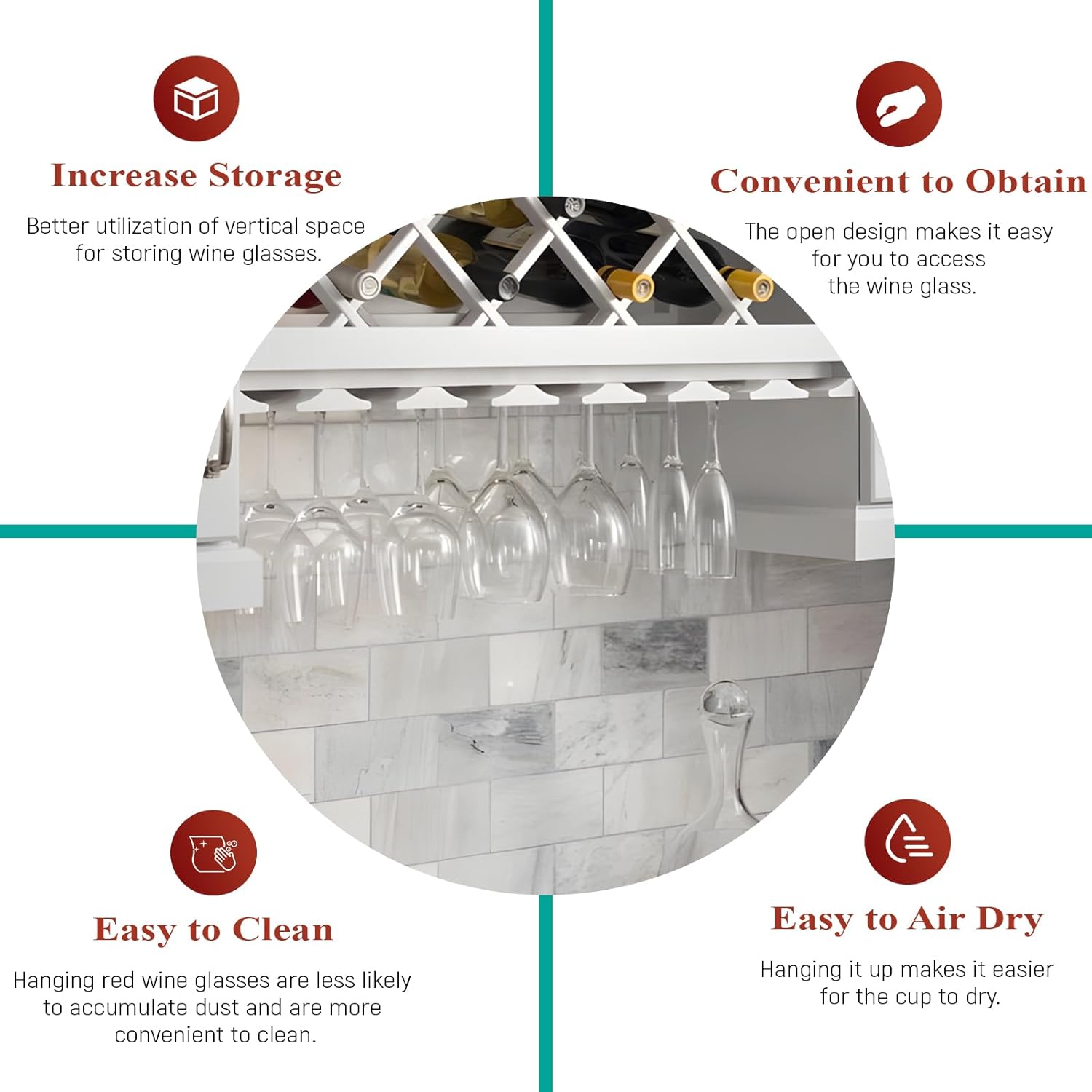 White Shaker RTA Kitchen Cabinet Red Wine Rack GH30