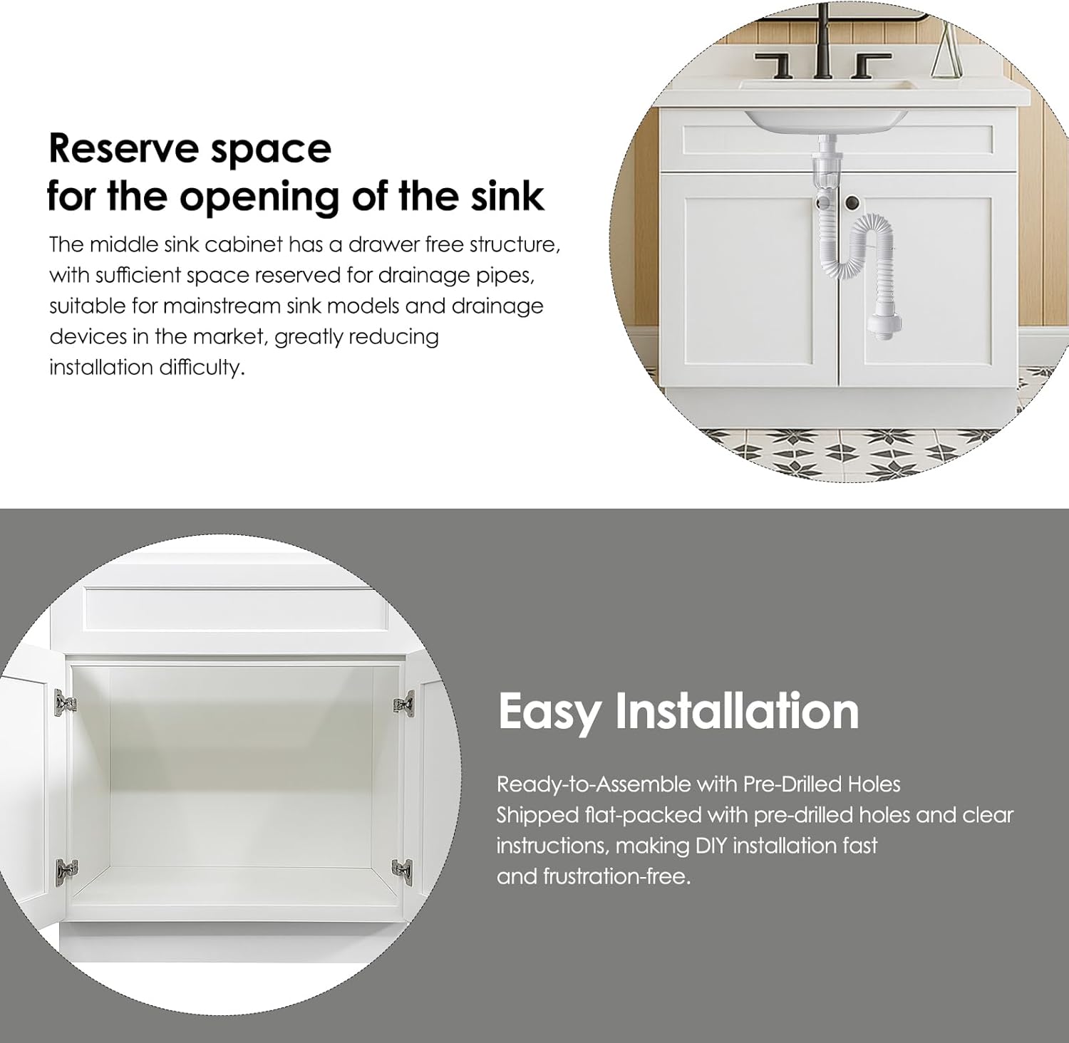 White Shaker RTA Kitchen Cabinet Vanity Sink Cabinet V3621