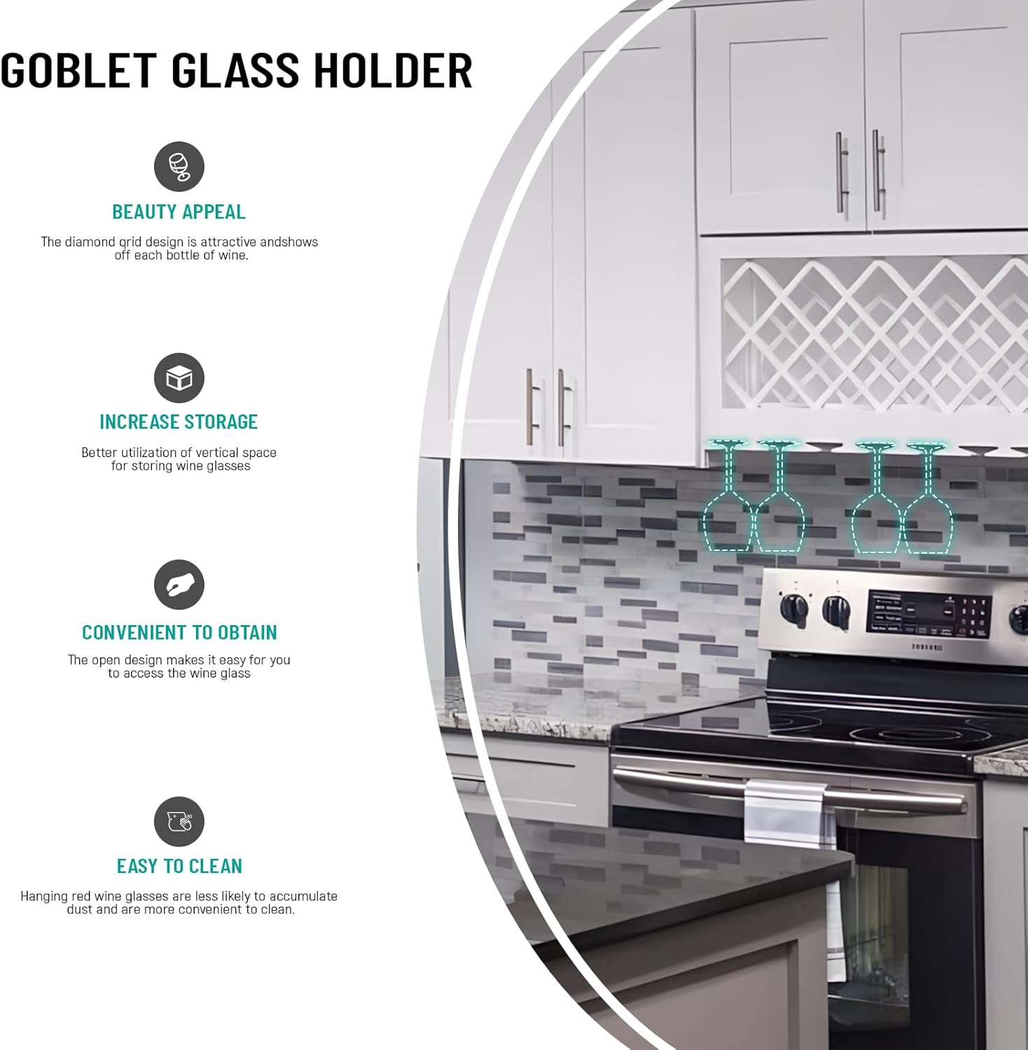 White Shaker RTA Kitchen Cabinet Red Wine Rack GH30